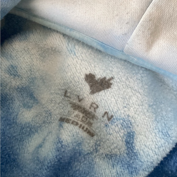 6LACK Market Blue Tie Dye Teddy Bear Hoodie Sweater Mens Medium - Picture 5 of 5